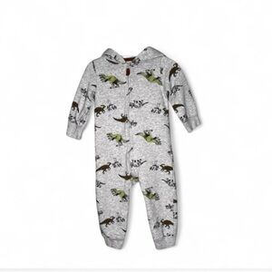 Toddler Gray Dinosaur Hooded Zip-up Outfit